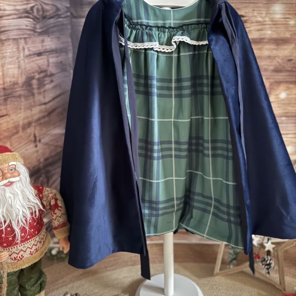 capa niña terciopelo azul