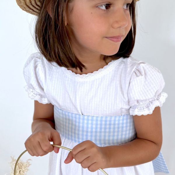 Fajín vichy Celeste