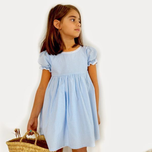 Vestido Niña Vichy celeste