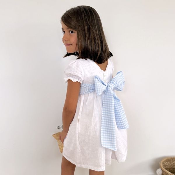 Vestido blanco Niña Vichy blanco