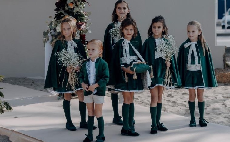conjuntos niños arras terciopleo verde