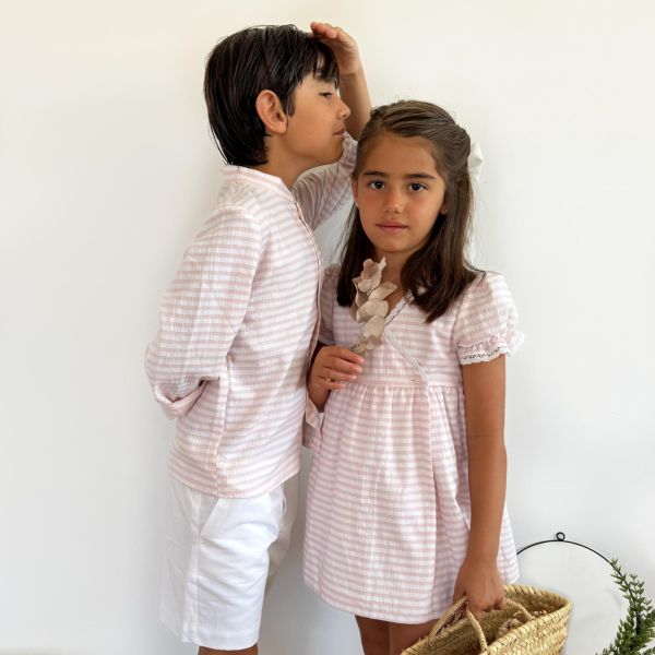 short de niño lino blanco