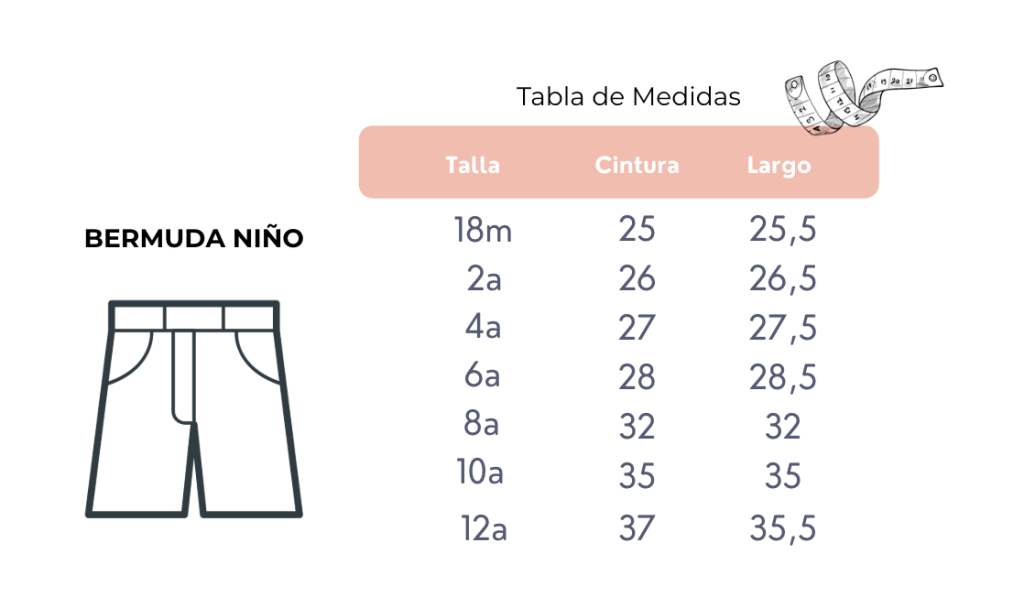 medidas para bermudas de niño arras