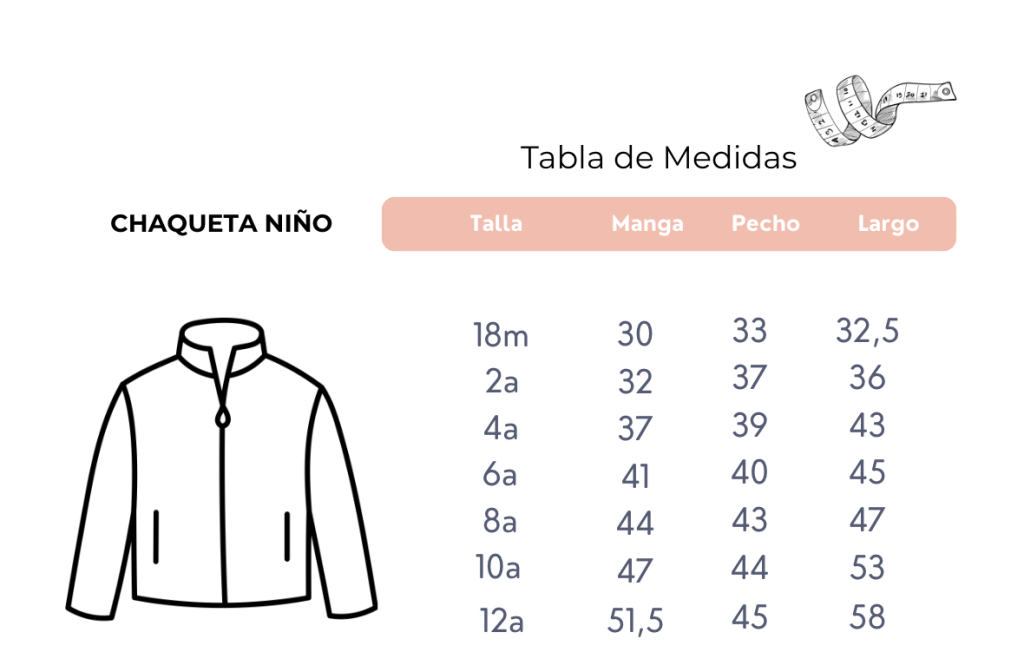 Medidas chaquetas niños arras
